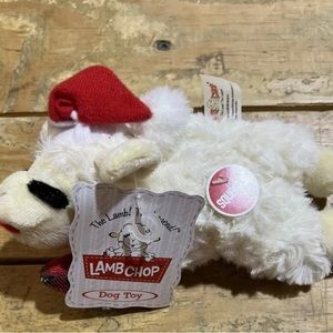 Christmas Santa Hat Plaid Lamb Chop Dog Toy squeaks Holiday Fun 6" Mini